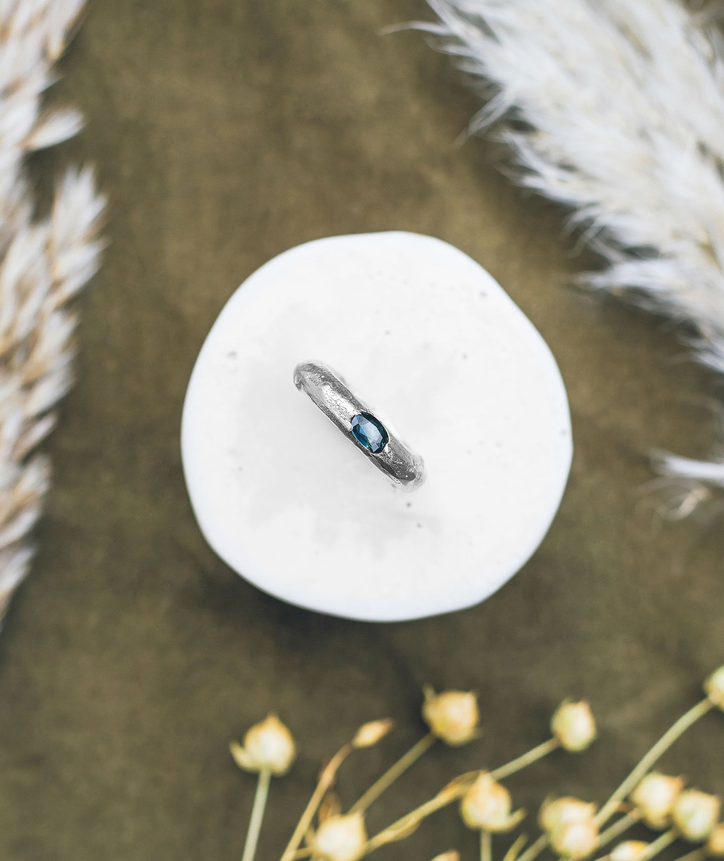 Oak with Australian sapphire - Bethan Jarvis Fingerprint Jewellery