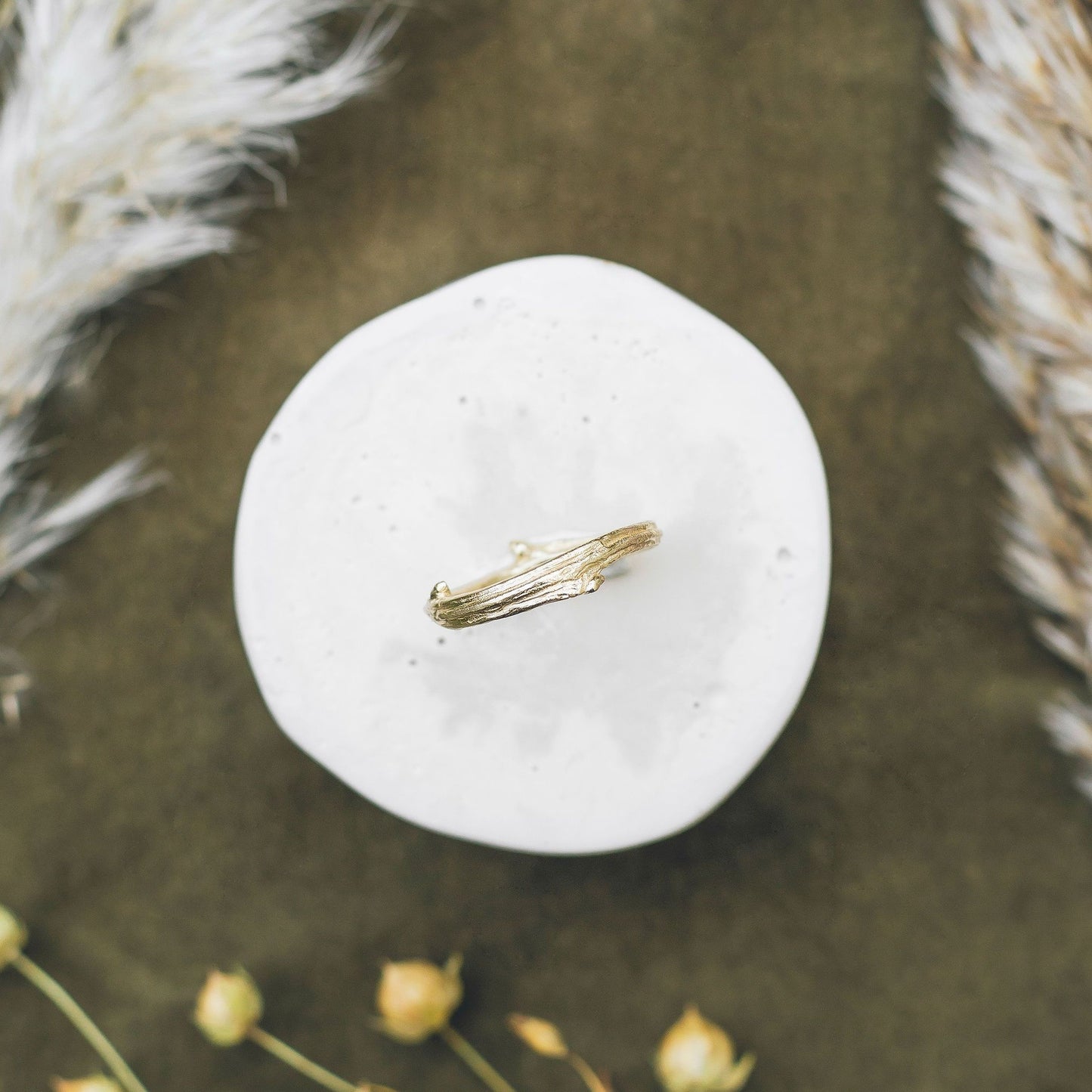 Oak twig 9ct gold (wedding band) - Bethan Jarvis Fingerprint Jewellery