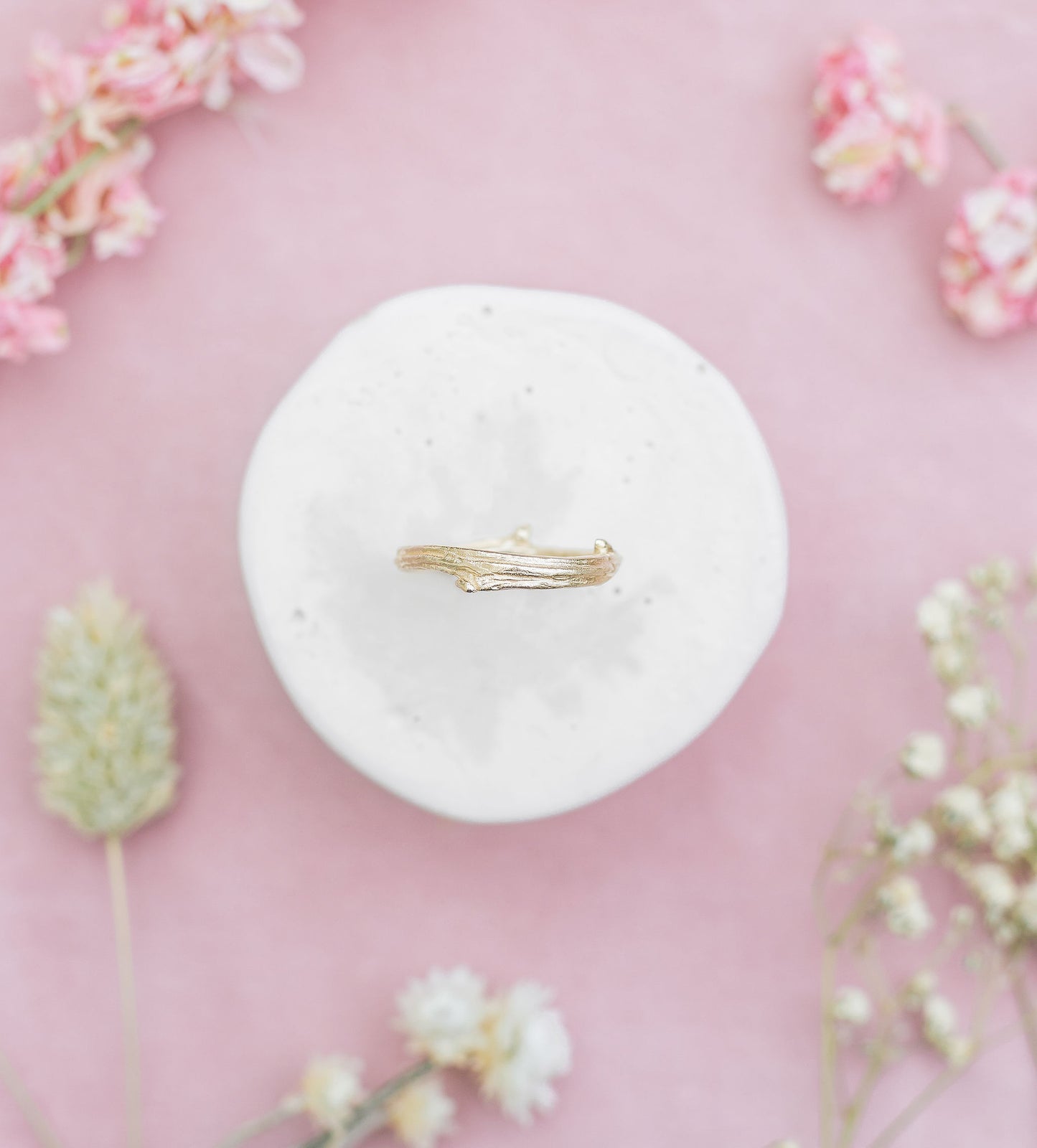 Oak twig 9ct gold (wedding band) - Bethan Jarvis Fingerprint Jewellery