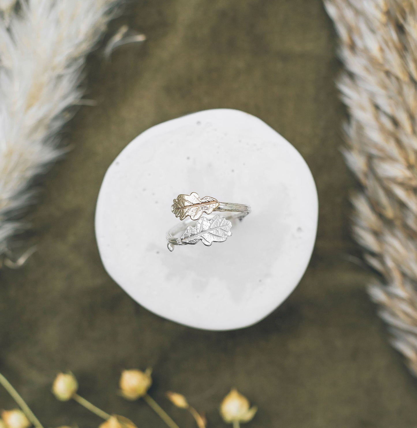 Double oak leaf ring - Bethan Jarvis Fingerprint Jewellery