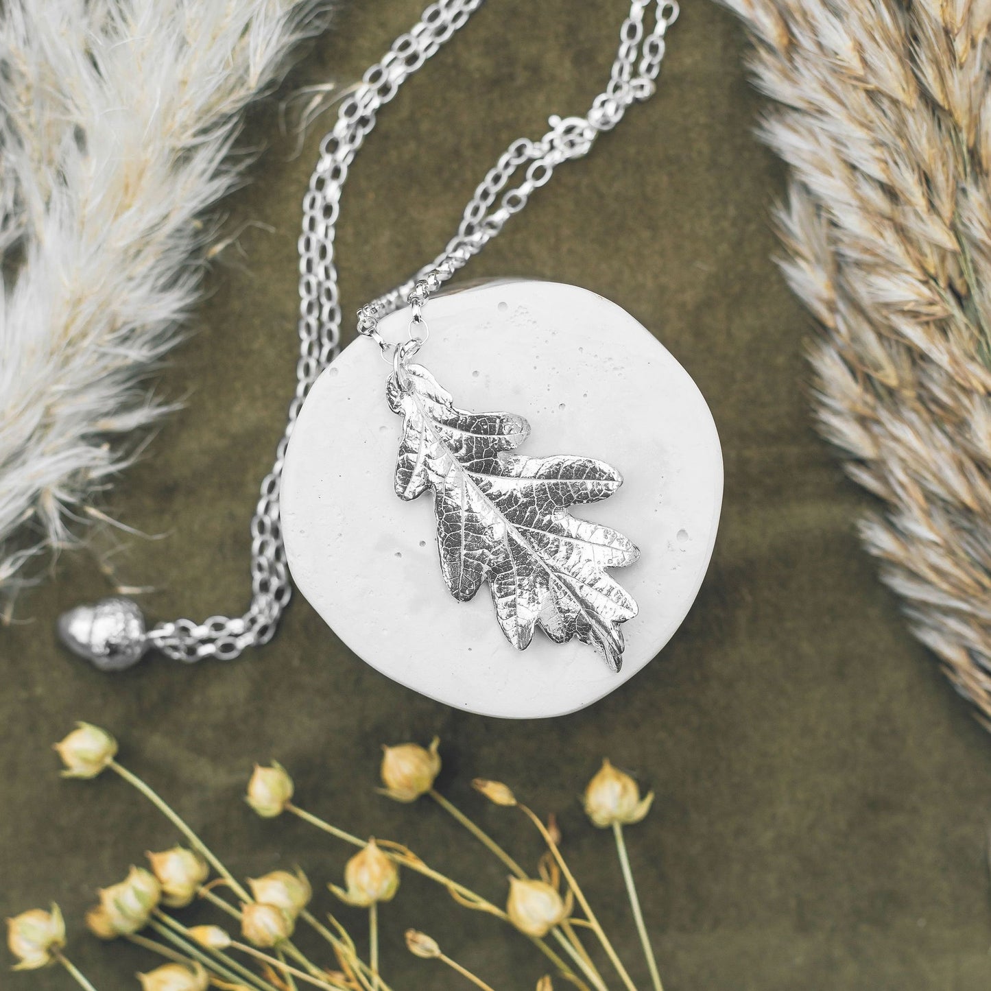 Extra large oak leaf necklace - Bethan Jarvis Fingerprint Jewellery