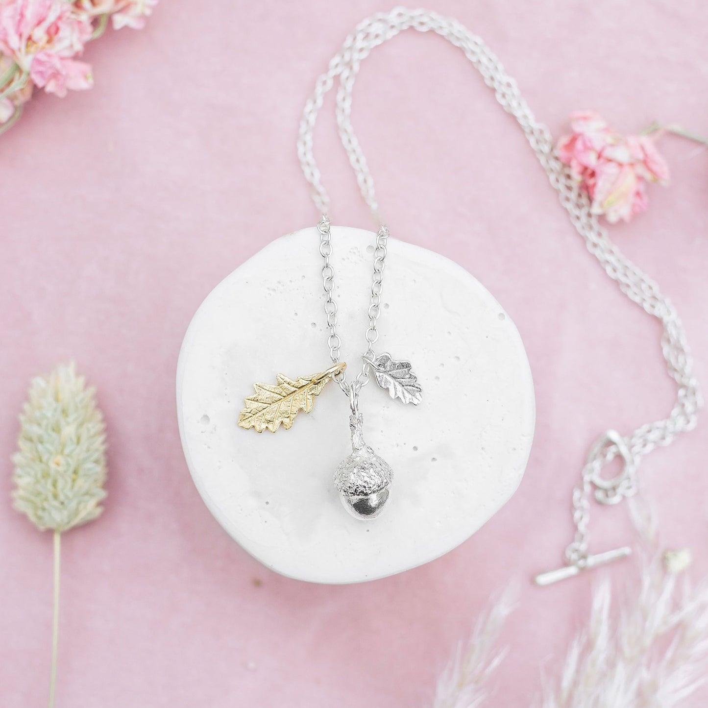 Acorn and oak leaf cluster necklace - Bethan Jarvis Fingerprint Jewellery
