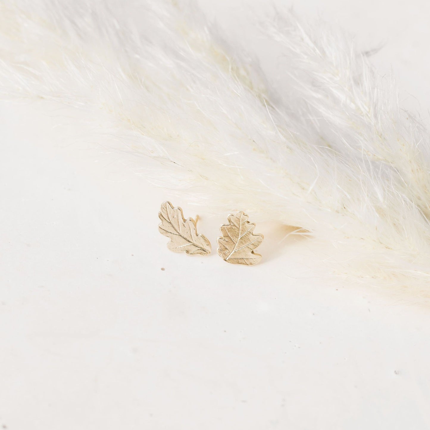 9ct gold Oak leaf earrings - Bethan Jarvis Fingerprint Jewellery