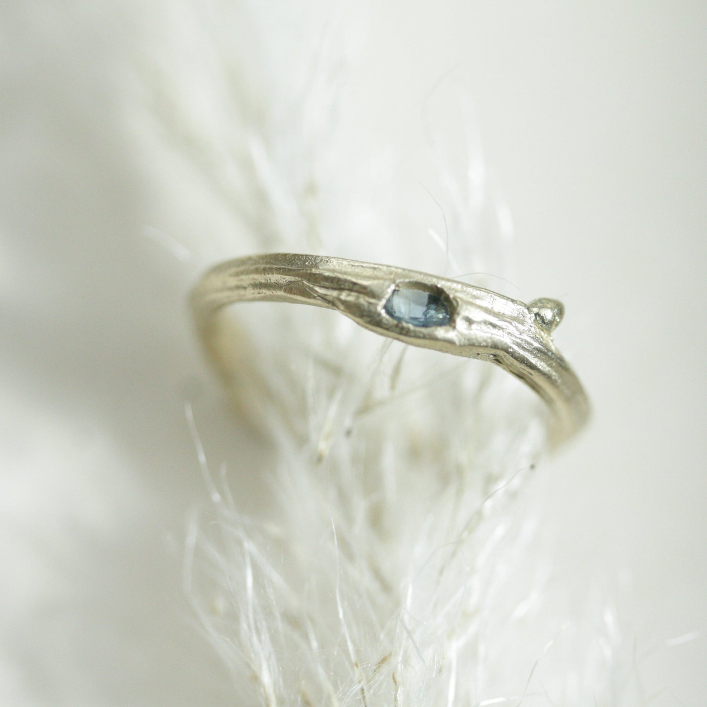 9ct gold and sapphire oak ring - Bethan Jarvis Fingerprint Jewellery