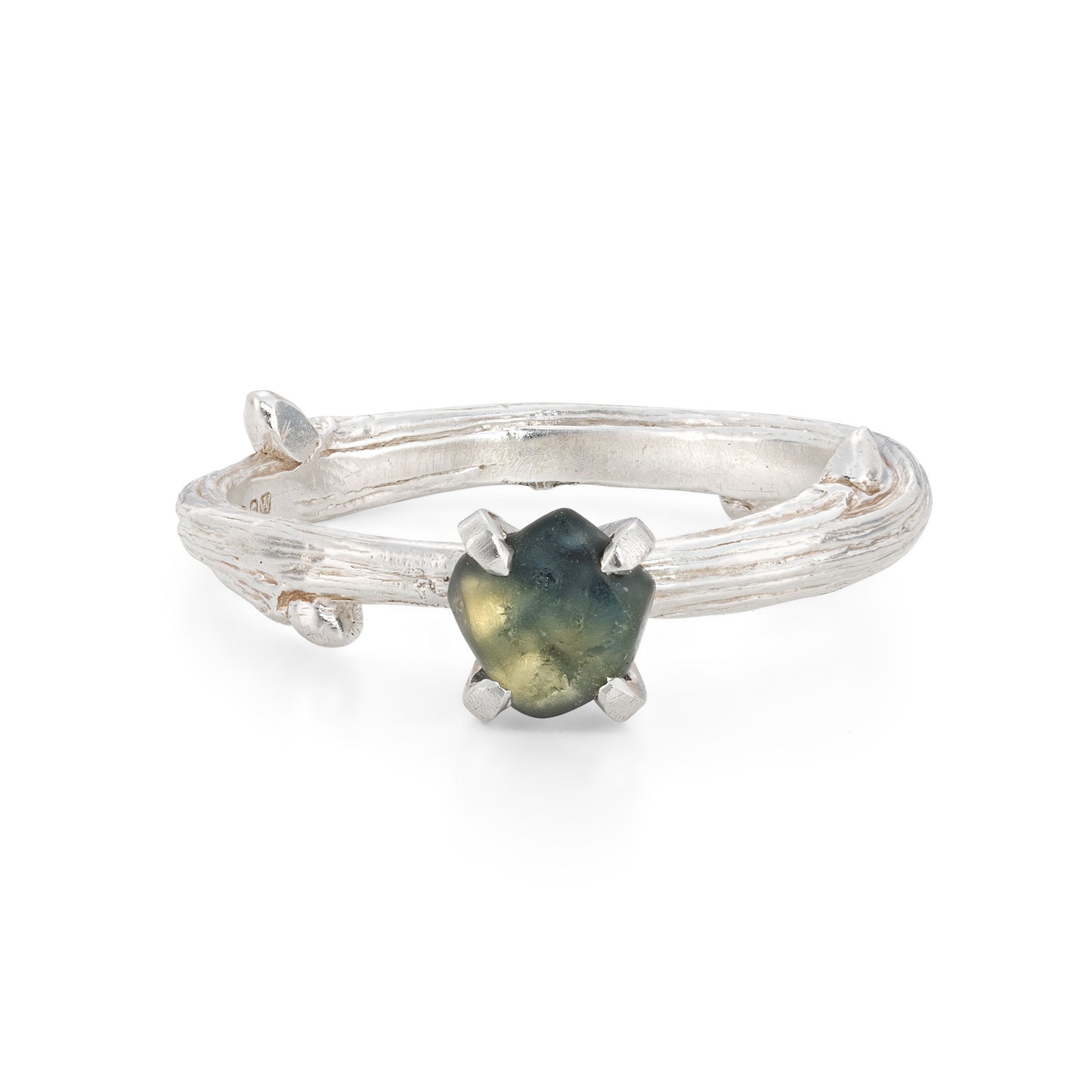 Oak Twig Ring with Rough Sapphire