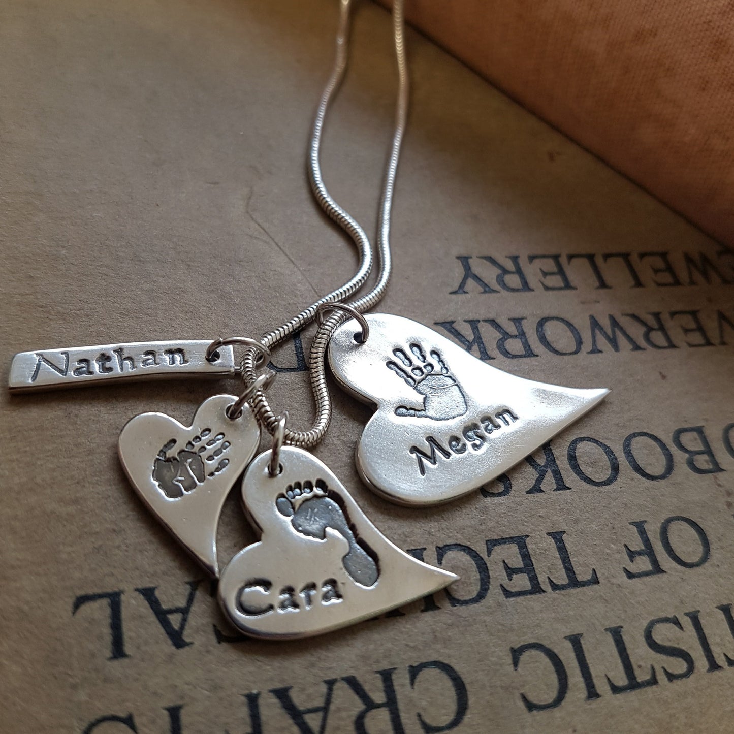 3 Charms descending personalised necklace - Bethan Jarvis Fingerprint Jewellery