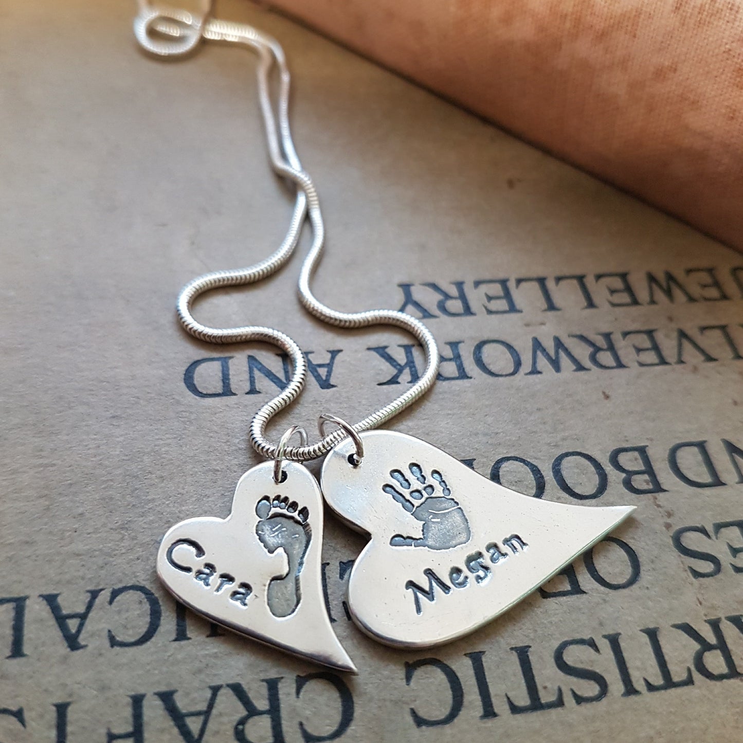 2 Charms descending personalised necklace - Bethan Jarvis Fingerprint Jewellery