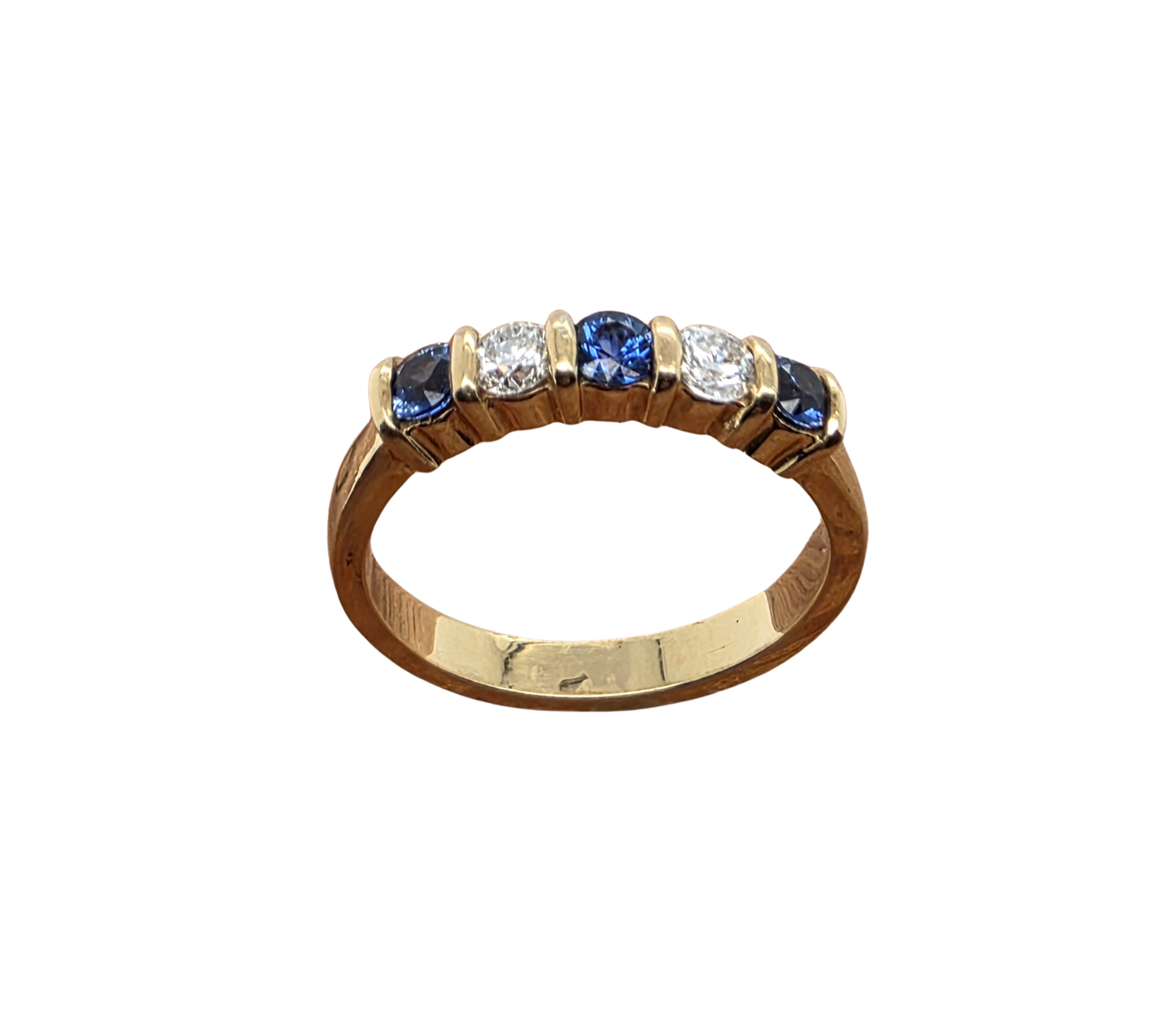 Round Sapphire and Diamond Five Stone Ring