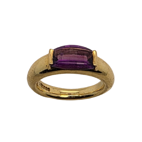 Amethyst Checkboard 18ct gold ring