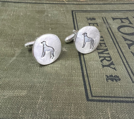 Load image into Gallery viewer, Dog silhouette cufflinks - personalised
