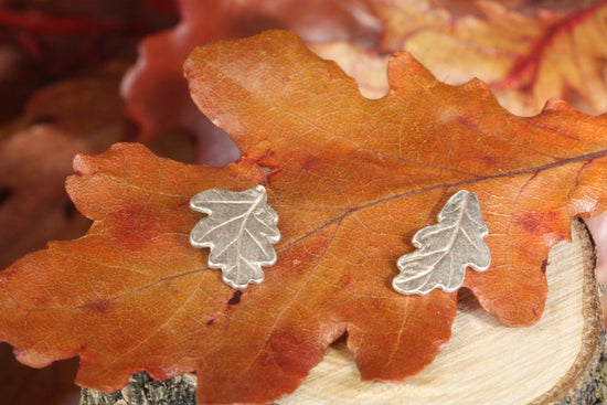 Oak leaf studs - non matching - medium