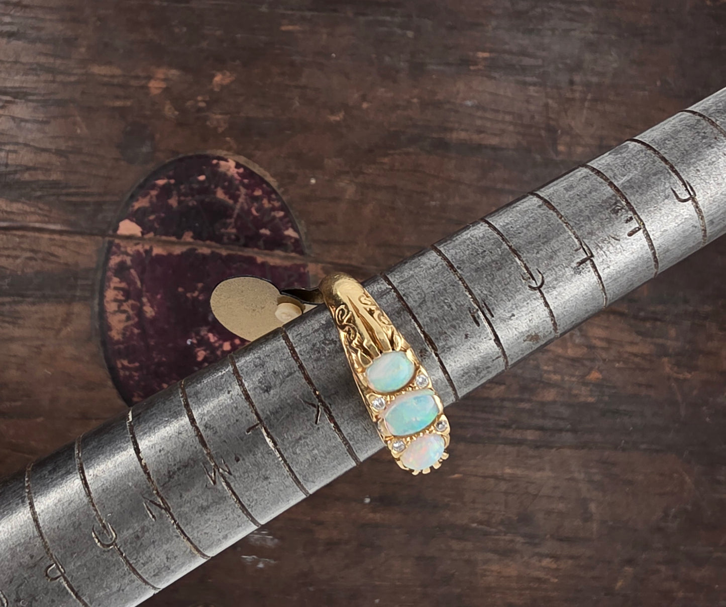 Victorian Opal and Diamond Trilogy Ring 18ct Gold