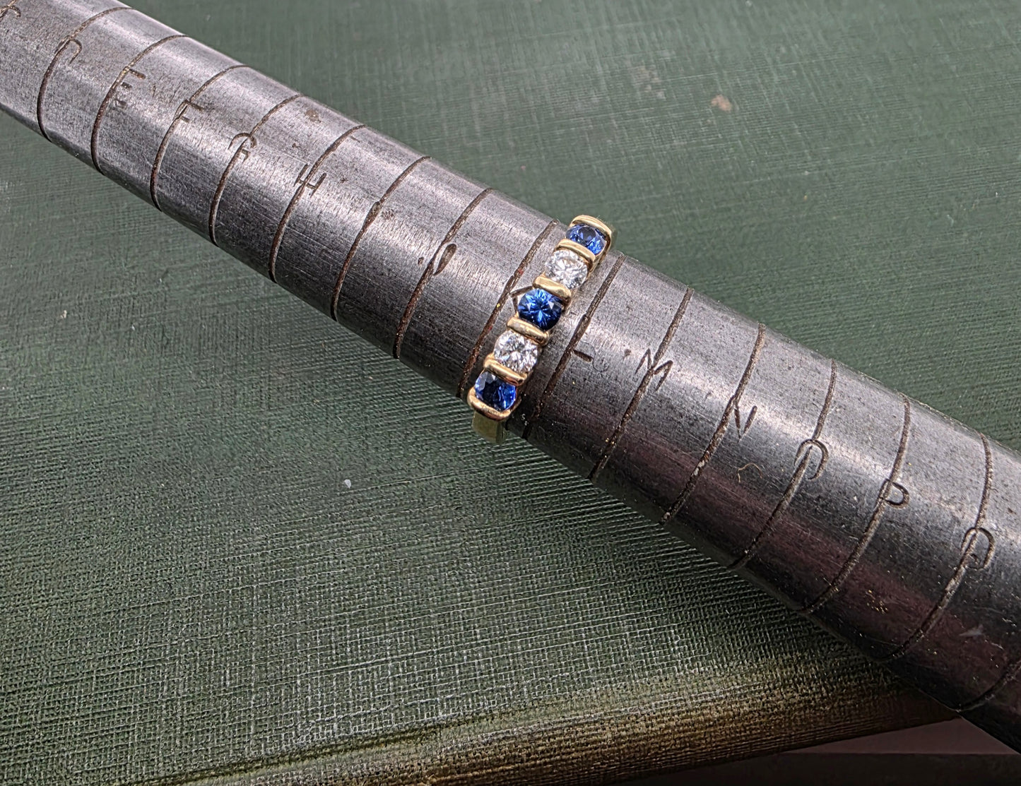 Round Sapphire and Diamond Five Stone Ring