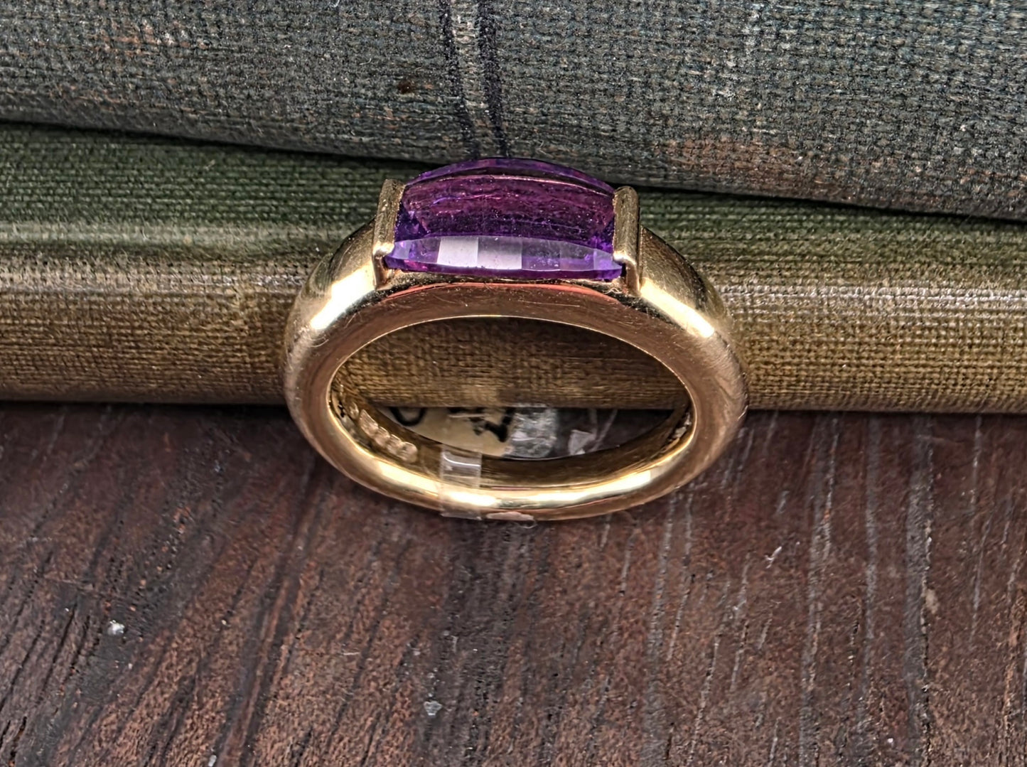 Amethyst Checkboard 18ct gold ring