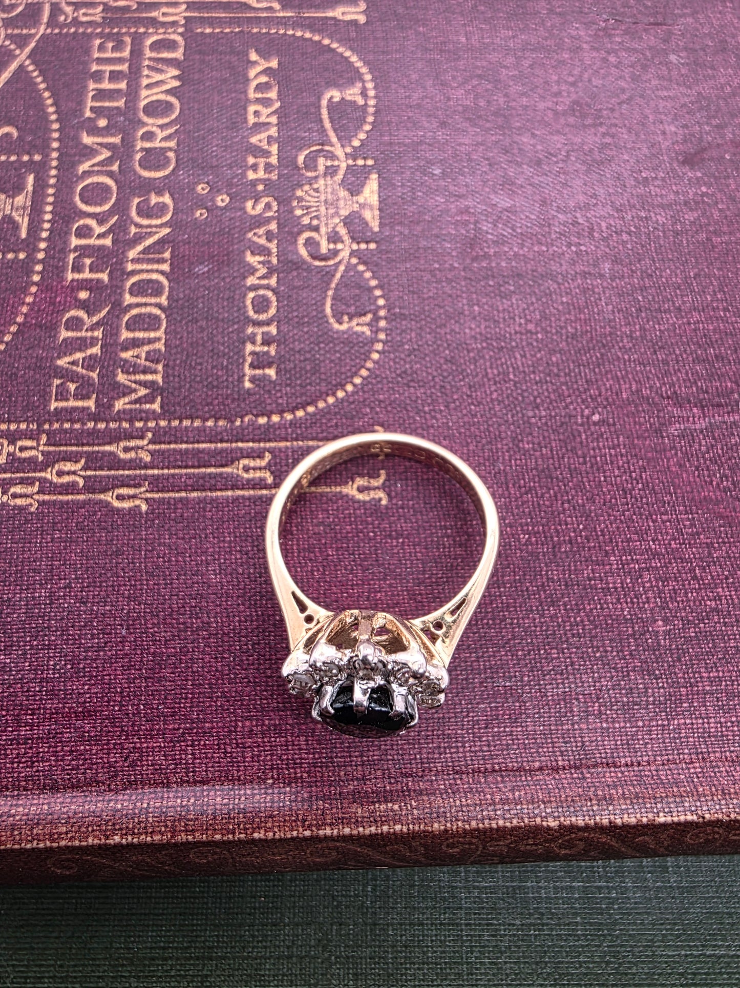 Sapphire and Diamonds Cluster Ring