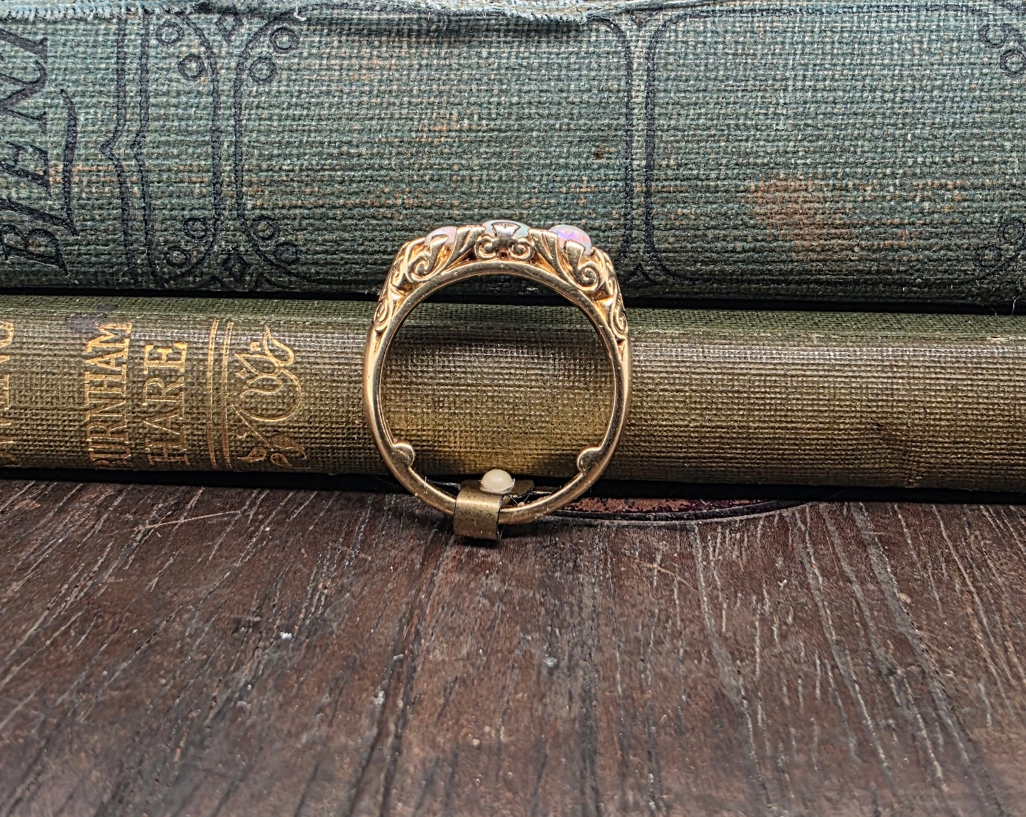 Victorian Opal and Diamond Trilogy Ring 18ct Gold