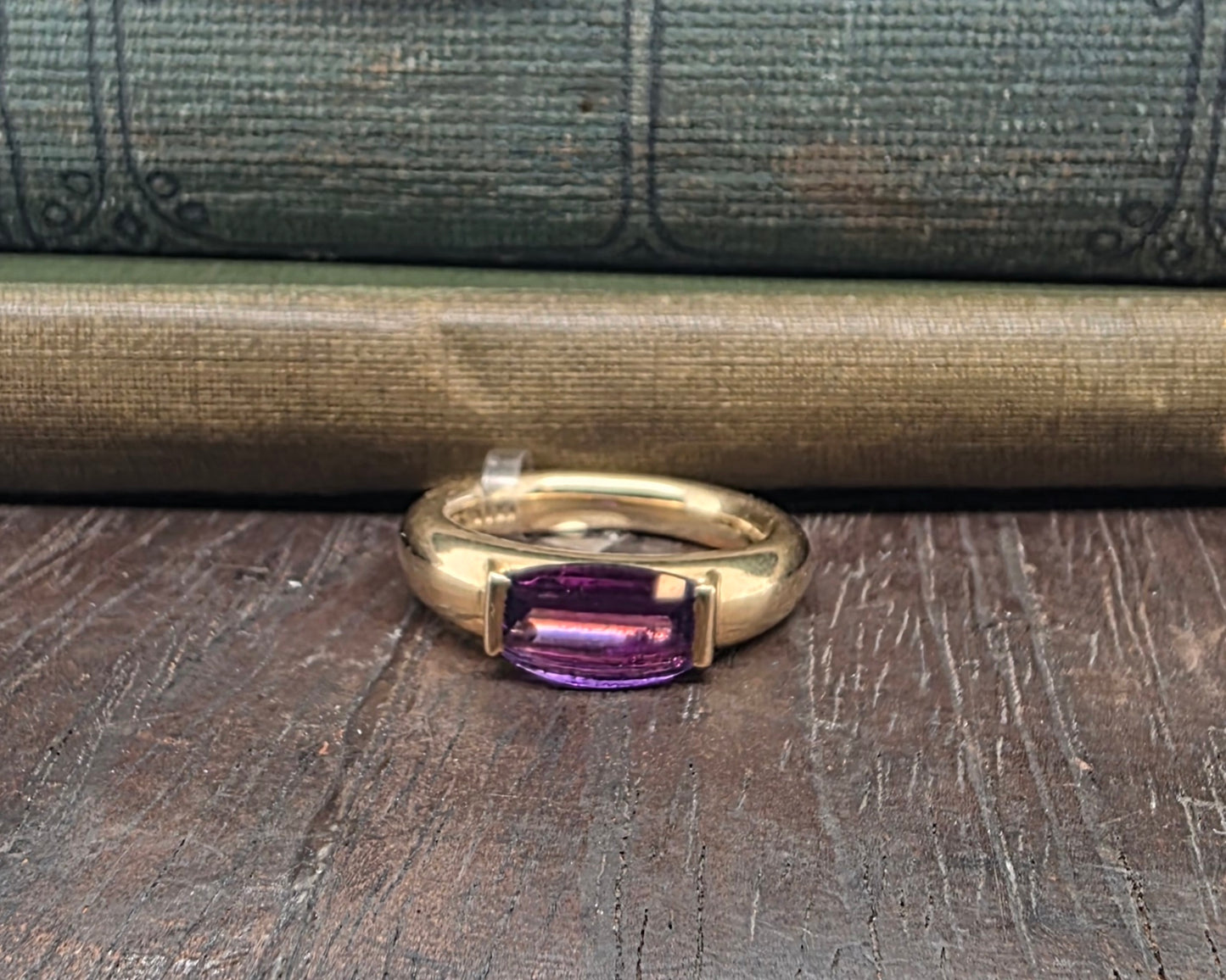 Amethyst Checkboard 18ct gold ring