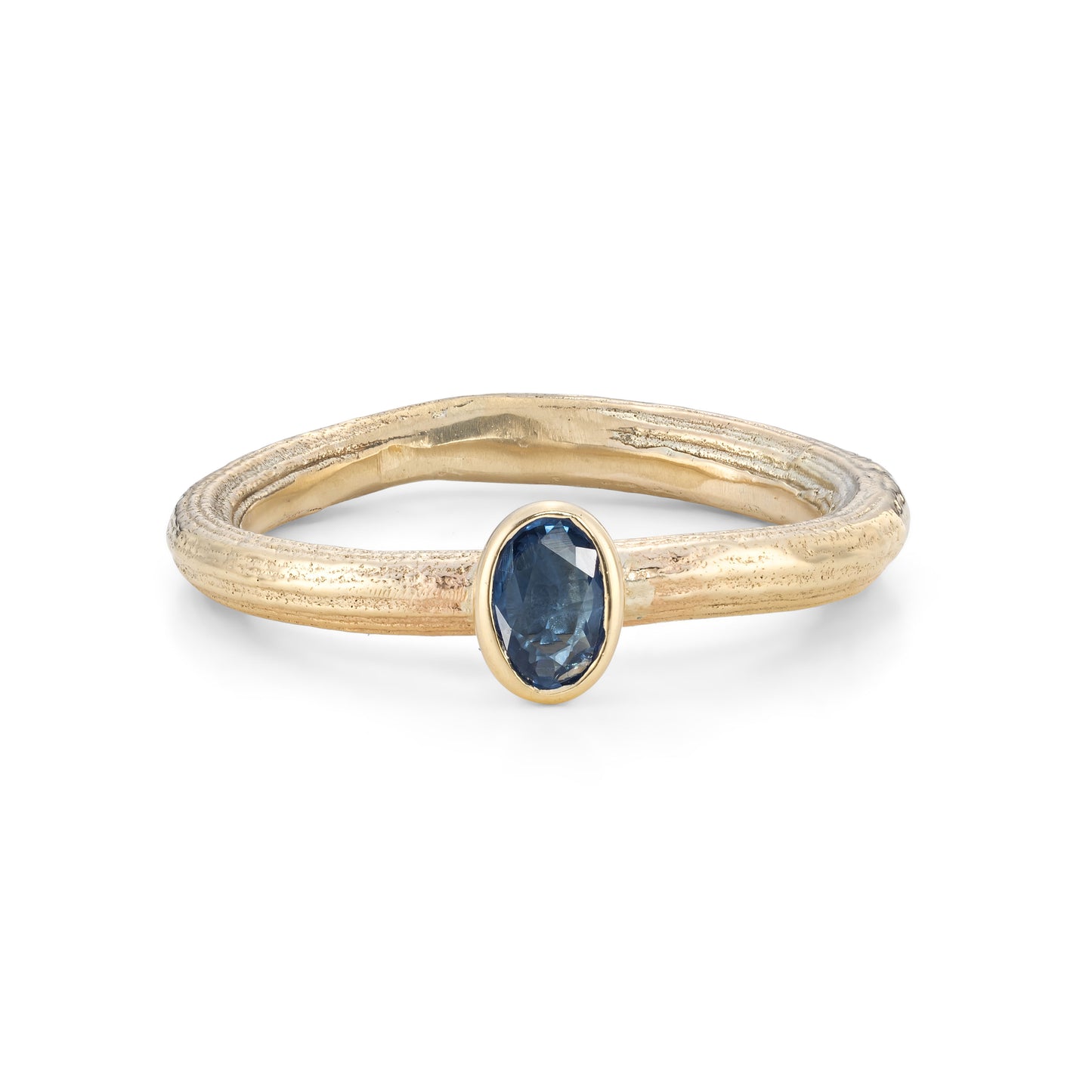 Load image into Gallery viewer, Horse Chestnut Gold twig ring with Sapphire
