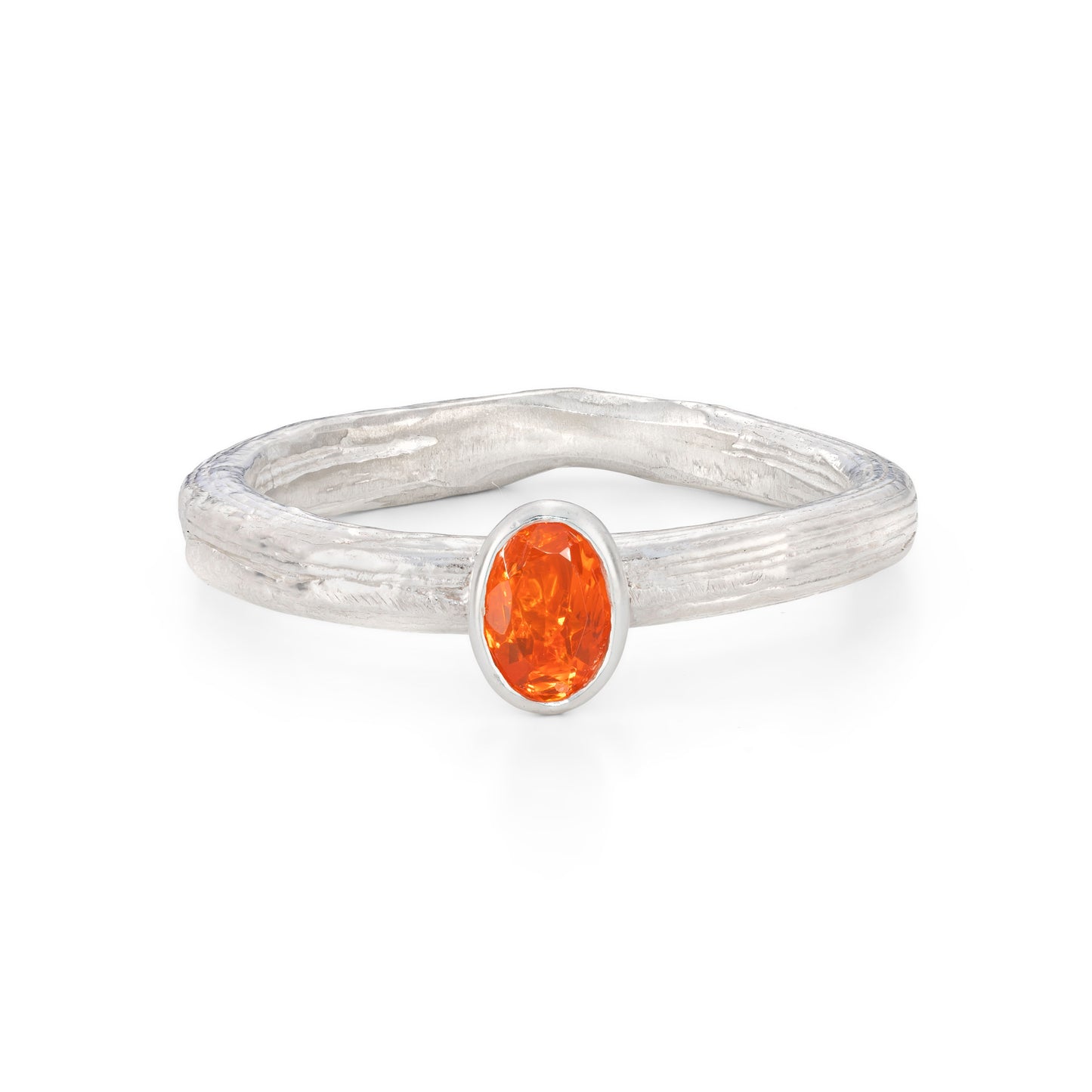 Horse Chestnut Twig ring with fire opal