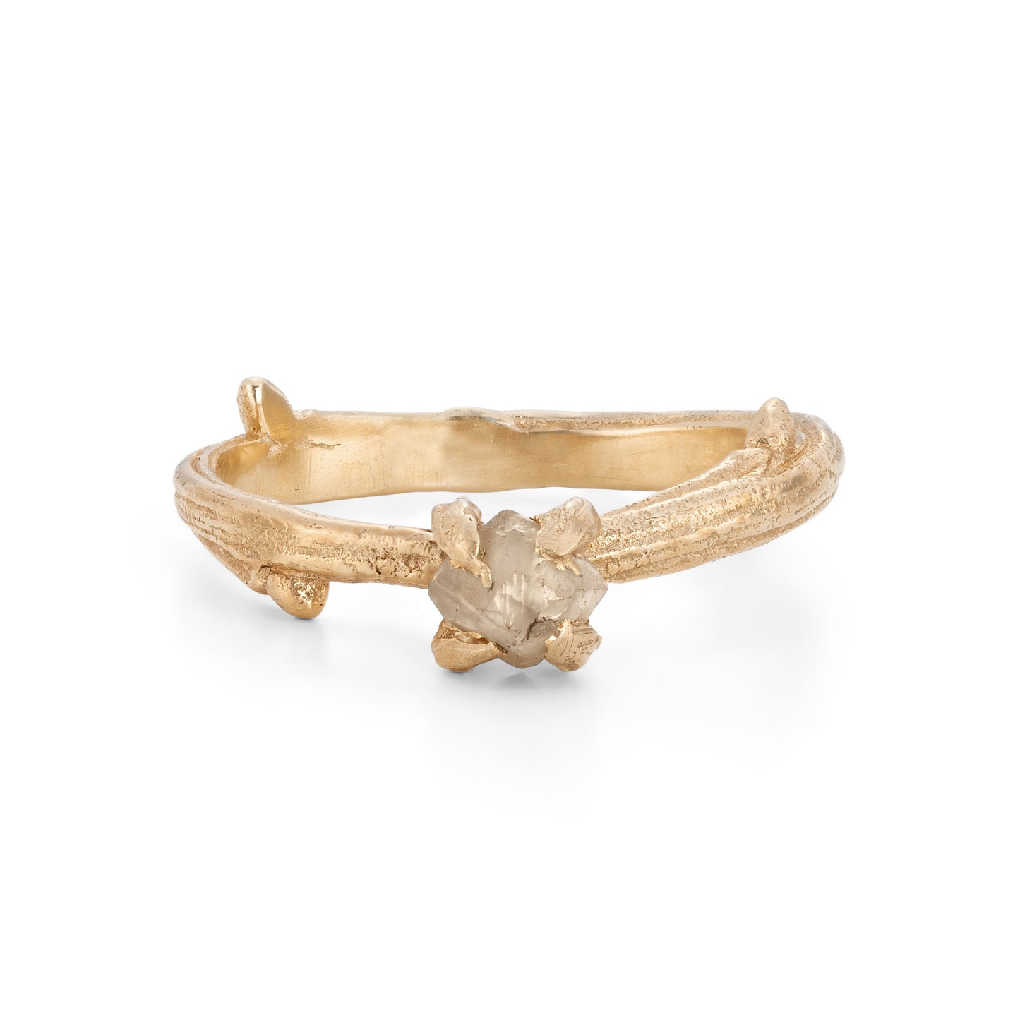 Load image into Gallery viewer, Oak twig Gold ring with Rough Diamond
